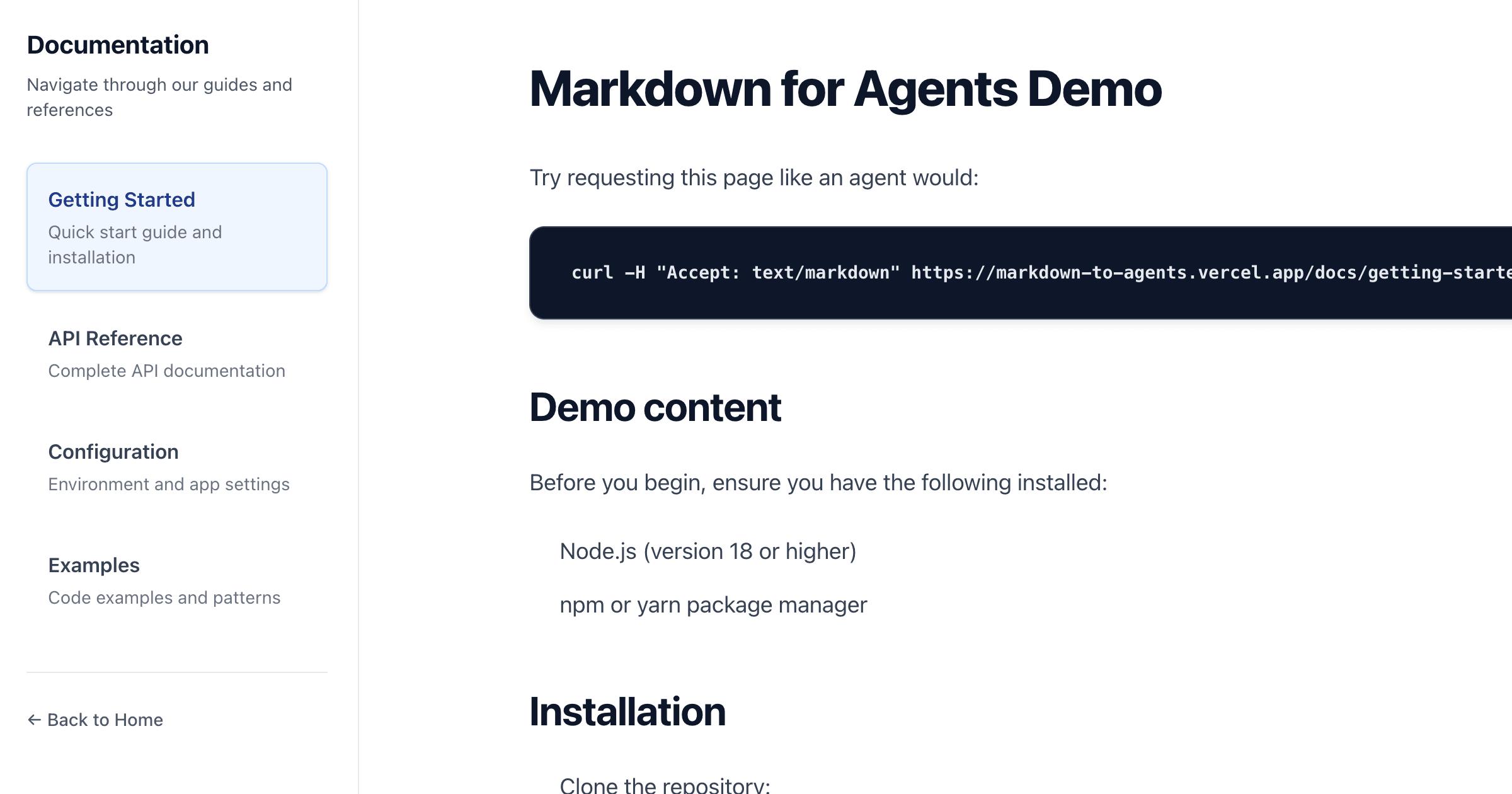 Markdown for Agents Demo Thumbnail