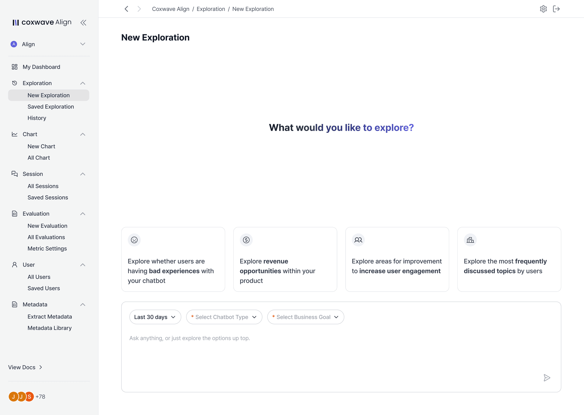 Exploration Copilot, a conversational interface inside of Align, built with the AI SDK on Vercel.
